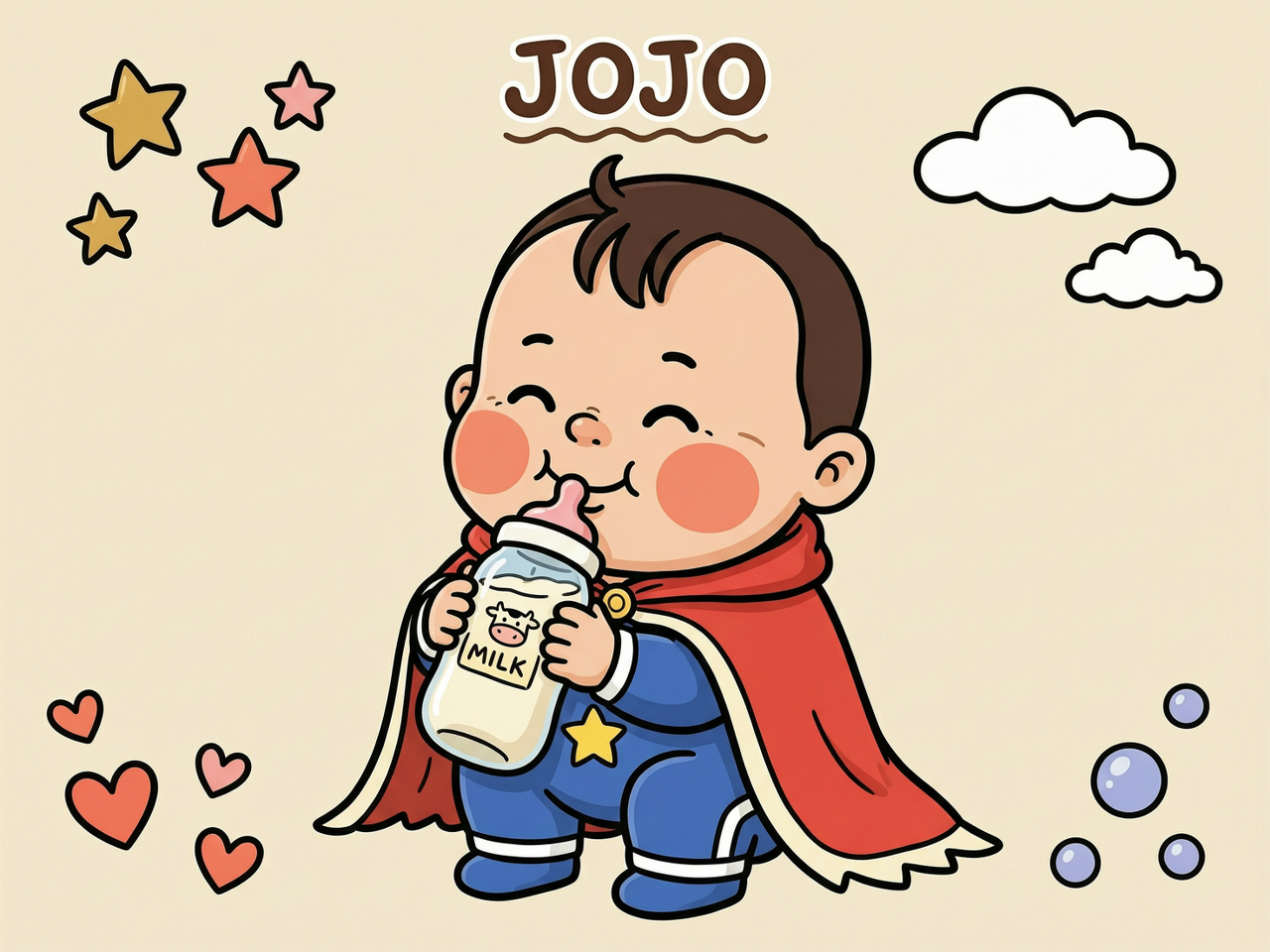 绘本风示范插画:JOJO 喝奶